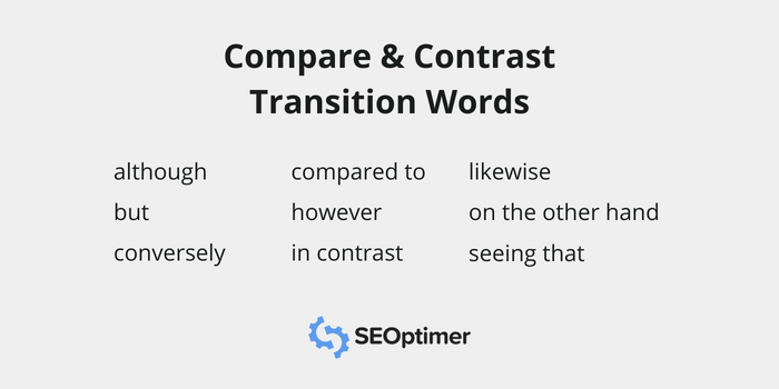bandingkan dan kontraskan kata-kata transisi seo